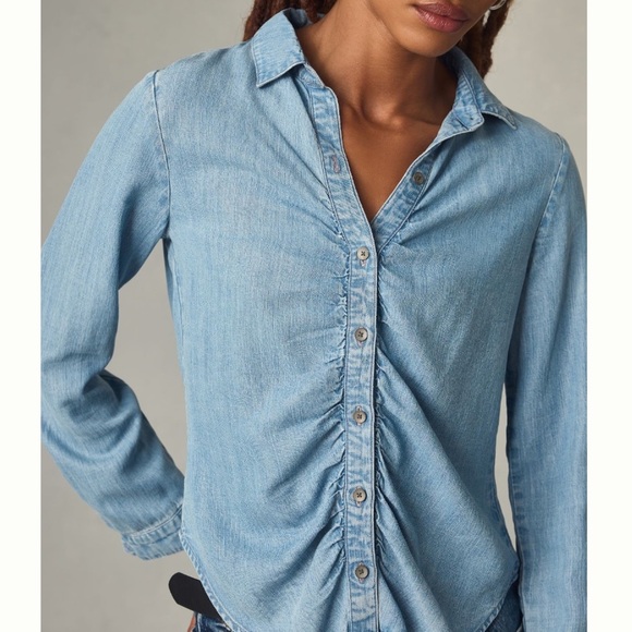 Anthropologie Cloth & Stone Shirred Buttondown Shirt - Picture 1 of 7